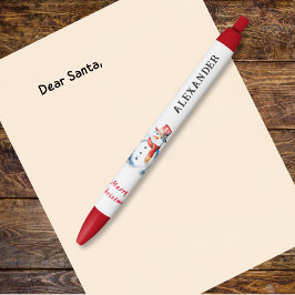 Kerst Sneeuwman Afbeelding Feestelijke Vakantie Ki Zwarte Inkt Pen