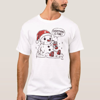 Kerst Sneeuwman Alles is prima Smelten Grappig T-shirt