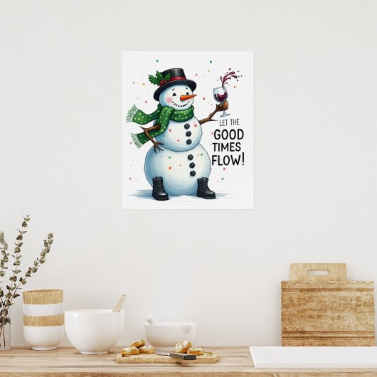 Kerst sneeuwman bar lounge drink feest poster (Keuken)