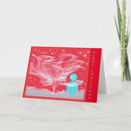 Kerst Sneeuwman Decorating Tree Feestdagen Kaart