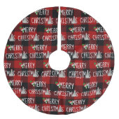 Kerst Sneeuwman en Boom op Buffalo Plaid Kerstboom Rok (Voorkant)