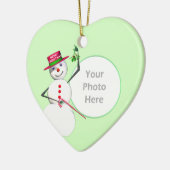 Kerst Sneeuwman en Mistletoe (foto lijst) Keramisch Ornament (Links)