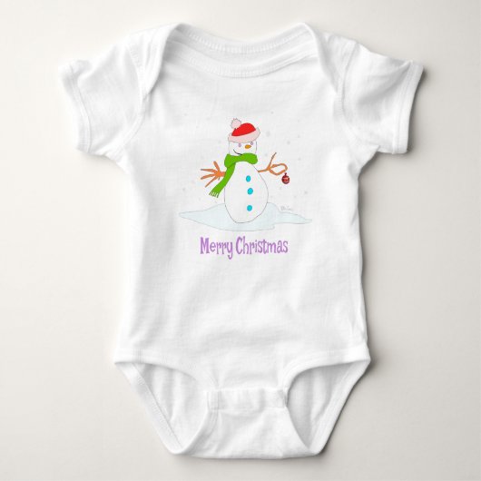 Kerst Sneeuwman · Eve Holiday · Cheer Snowy Green Romper (Voorkant)