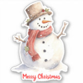 Kerst Sneeuwman Feestelijke Custom-Cut Vinyl Stick Sticker (Voorkant)