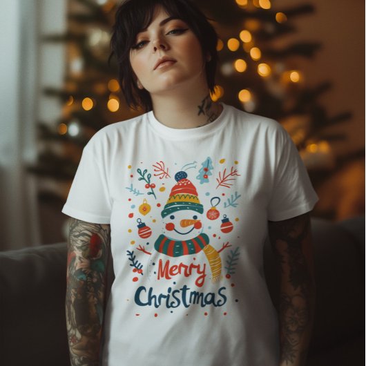 Kerst Sneeuwman - Feestelijke Vrolijke Kerst Sneeu T-shirt