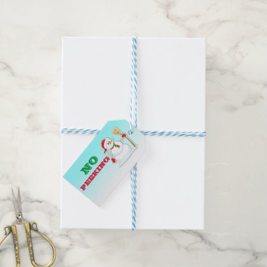 Kerst Sneeuwman Geen Peeking Gift Label Cadeaulabel (Met Touw)