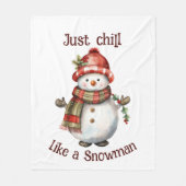 Kerst Sneeuwman Gewoon Chill Quote Leuke Waterverf Fleece Deken (Voorkant)