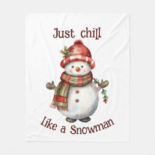 Kerst Sneeuwman Gewoon Chill Quote Leuke Waterverf Fleece Deken