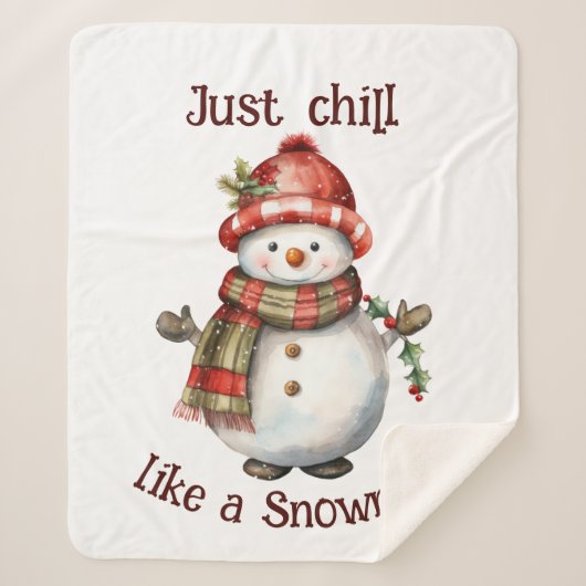 Kerst Sneeuwman Gewoon Chill Quote Leuke Waterverf Sherpa Deken (Voorkant)