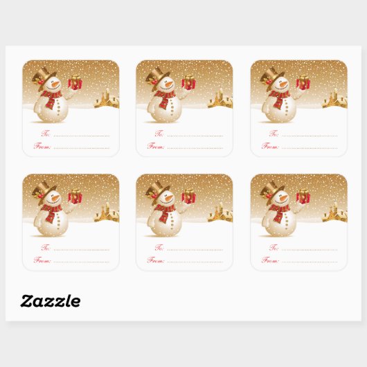 Kerst Sneeuwman Gift Label (Vel)