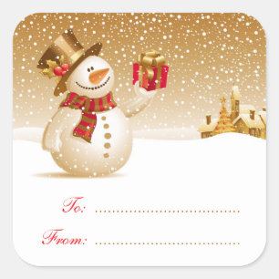 Kerst Sneeuwman Gift Label