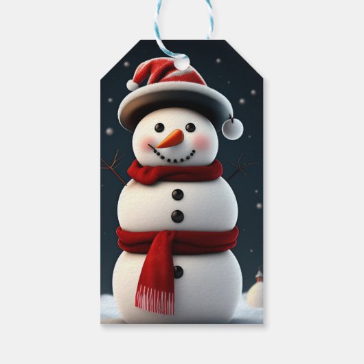 Kerst Sneeuwman Gift Label Cadeaulabel (Achterkant)