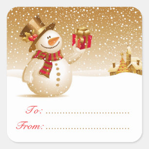 Kerst Sneeuwman Gift Label Stickers