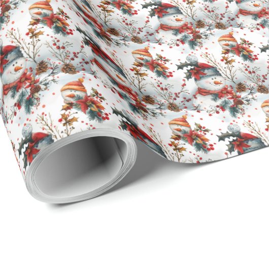 Kerst Sneeuwman Gift Wrapping Papier Vakantie Wrap (Rol Hoek)