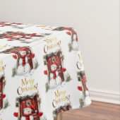 Kerst Sneeuwman Goud Vrolijke Kersttekst Tafelkleed (Voorbeeld)