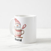 Kerst Sneeuwman Hot Cocoa Candy Cane Marshmallow Koffiemok (Voorkant links)