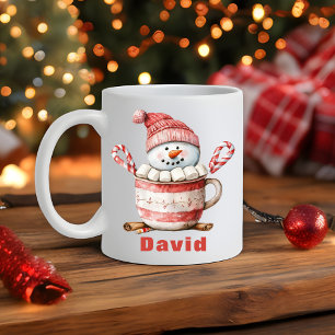 Kerst Sneeuwman Hot Cocoa Candy Cane Marshmallow Koffiemok