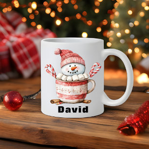 Kerst Sneeuwman Hot Cocoa Candy Cane Marshmallow Koffiemok