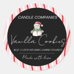 Kerst Sneeuwman Kaars Makers Bedrijf Ronde Sticker