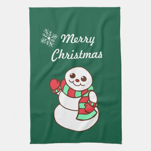 Kerst Sneeuwman Keukenhanddoek (Verticaal)