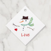 Kerst Sneeuwman Liefde Stropdas Op Gift Labels (Voorkant)