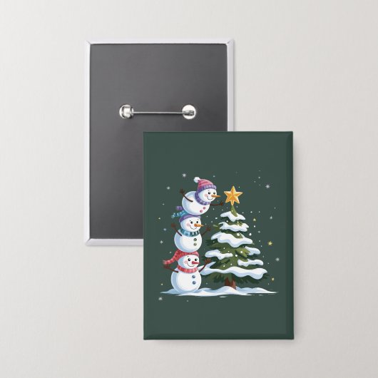 Kerst Sneeuwman Liefhebber Kerstfeest Button (Voorkant / Achterkant)