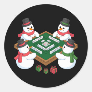 Kerst Sneeuwman Mahjong Spel Tafel Xmas Vakantie Ronde Sticker