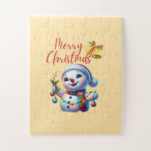 Kerst Sneeuwman met klokken Feestelijke Vakantie K Legpuzzel