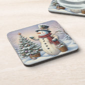Kerst Sneeuwman met Tree onderzetter (Linkerzijde)