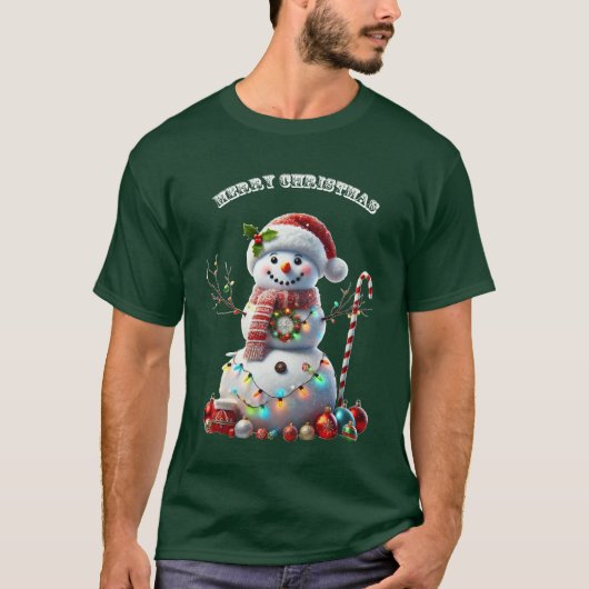 Kerst Sneeuwman met Vakantie Decoraties URM T-shirt (Voorkant)