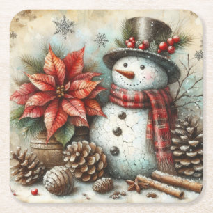 Kerst Sneeuwman Onderzetters