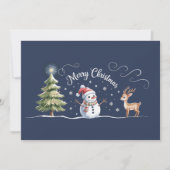 Kerst Sneeuwman Rendier Kerstboom Winter Feestdagenkaart (Voorkant)