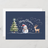 Kerst Sneeuwman Rendier Kerstboom Winter Feestdagenkaart (Voorkant / Achterkant)