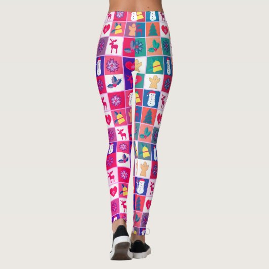 Kerst Sneeuwman Rendier Vakantie Leggings (Achterkant)