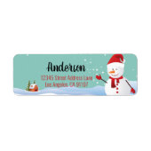 Kerst Sneeuwman Retouradreslabels Etiket (Voorkant)