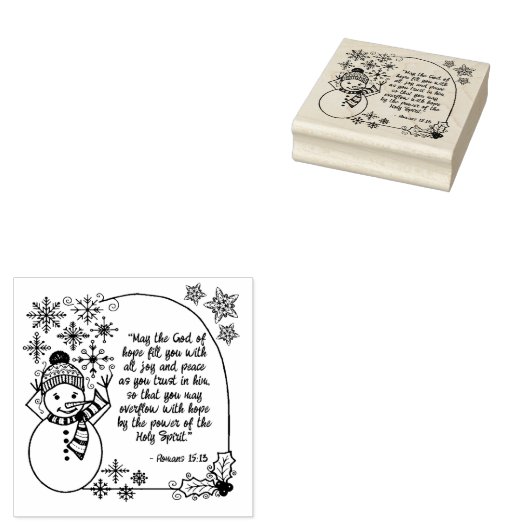 Kerst Sneeuwman Romeinen 15:13 Christelijke vakant Rubberstempel (Gestempeld)