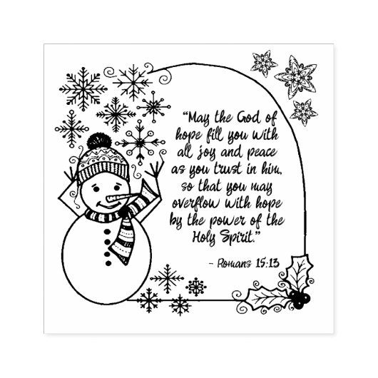 Kerst Sneeuwman Romeinen 15:13 Christelijke vakant Rubberstempel (Afrduk)