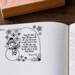 Kerst Sneeuwman Romeinen 15:13 Christelijke vakant Rubberstempel