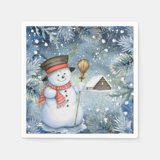 Kerst  sneeuwman servetten (Voorkant)