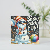 Kerst Sneeuwman Sneeuw veel plezier Feestdagenkaart (Staand voorkant)