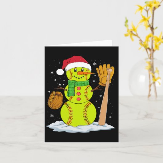 Kerst Sneeuwman Softbal Pitcher Boys Kinder Tiener Kaart (Gele Bloem)