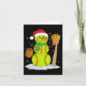 Kerst Sneeuwman Softbal Pitcher Boys Kinder Tiener Kaart (Voorkant)