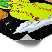 Kerst Sneeuwman Softbal Pitcher Boys Kinder Tiener Poster (Hoek)