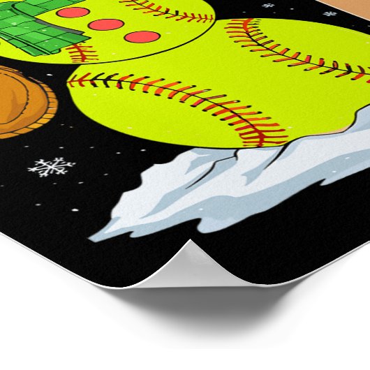Kerst Sneeuwman Softbal Pitcher Boys Kinder Tiener Poster (Hoek)