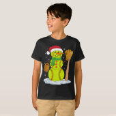 Kerst Sneeuwman Softbal Pitcher Boys Kinder Tiener T-shirt (Voorkant volledig)