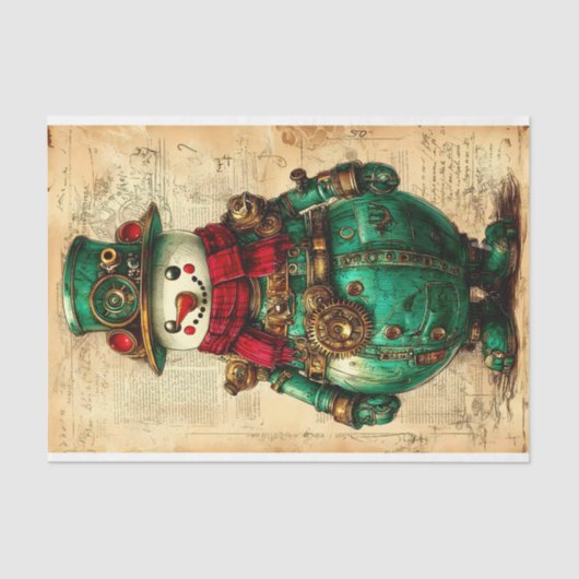 Kerst Sneeuwman Steampunk Vibe BK9 Decoupage Tissuepapier (Voorkant)