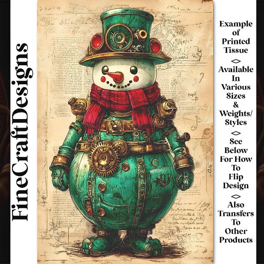 Kerst Sneeuwman Steampunk Vibe BK9 Decoupage Tissuepapier