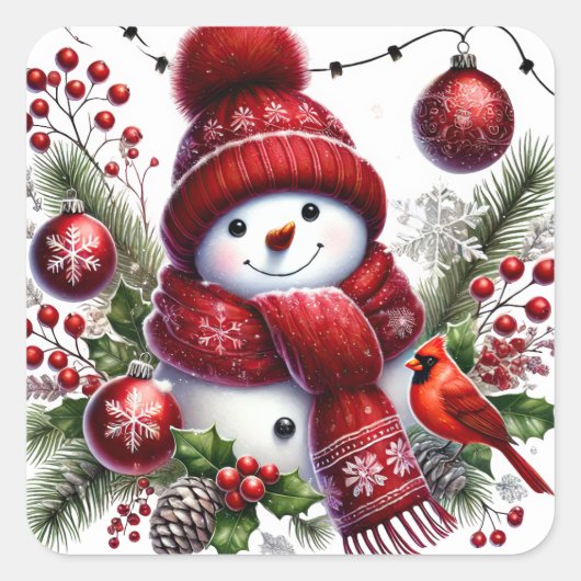 Kerst Sneeuwman Stickers (Voorkant)