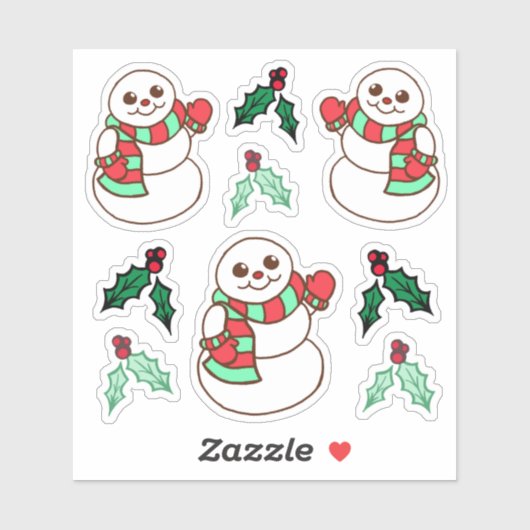 Kerst Sneeuwman Stickers (Vel)