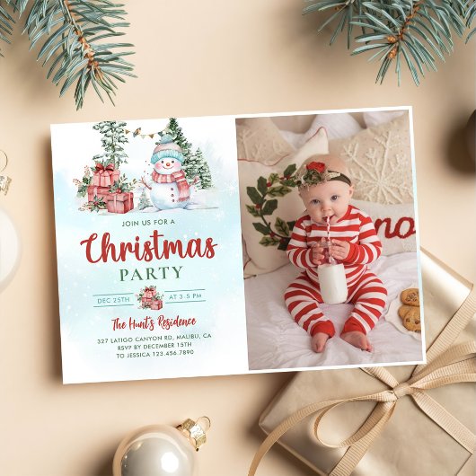 Kerst Sneeuwman Vakantie Feestfoto Kaart